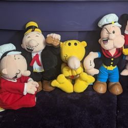 Vintage 1999 Stuffins Popeye 6 Bean Bag collection 