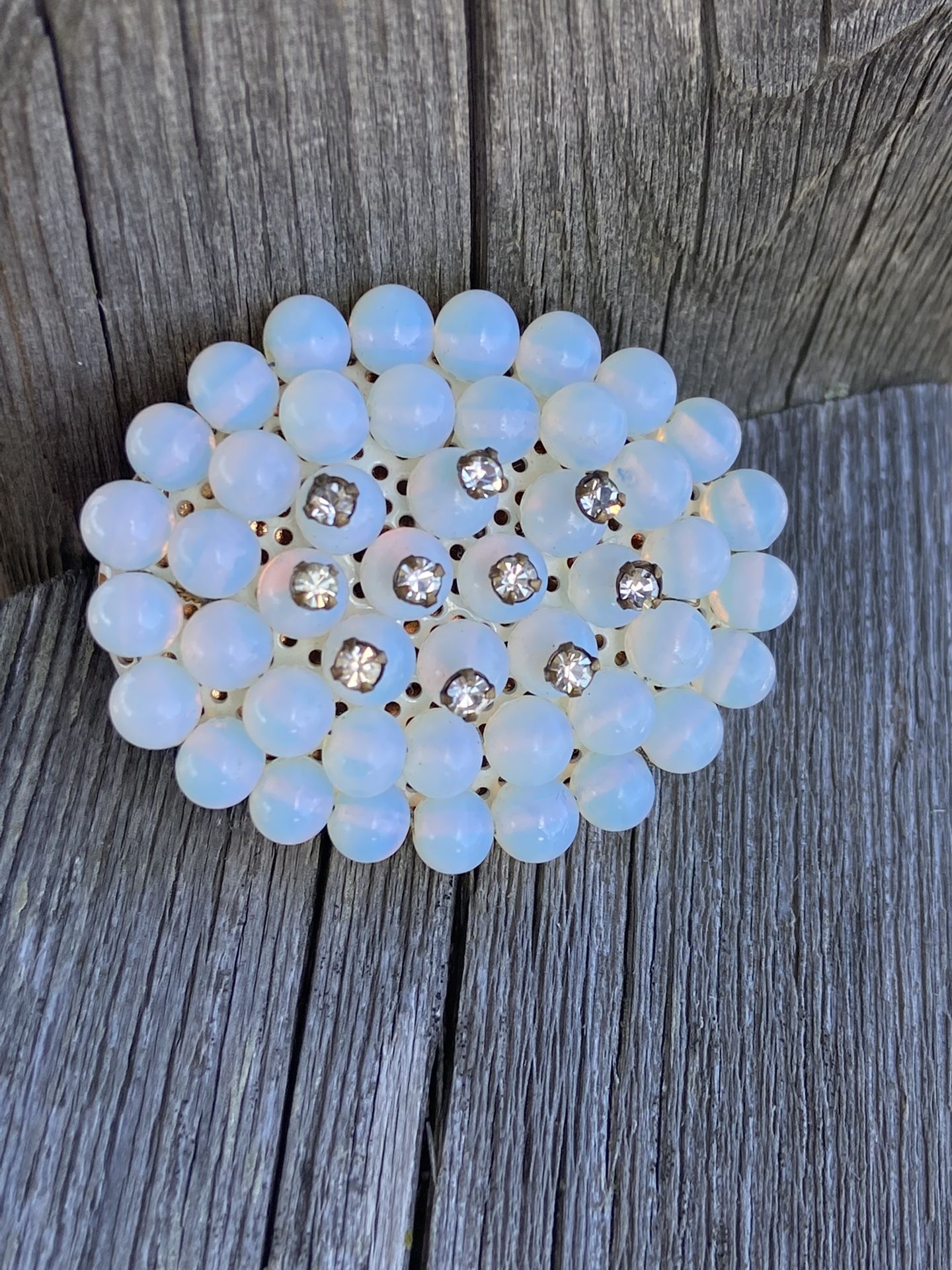 Moonstone Beaded Brooch
