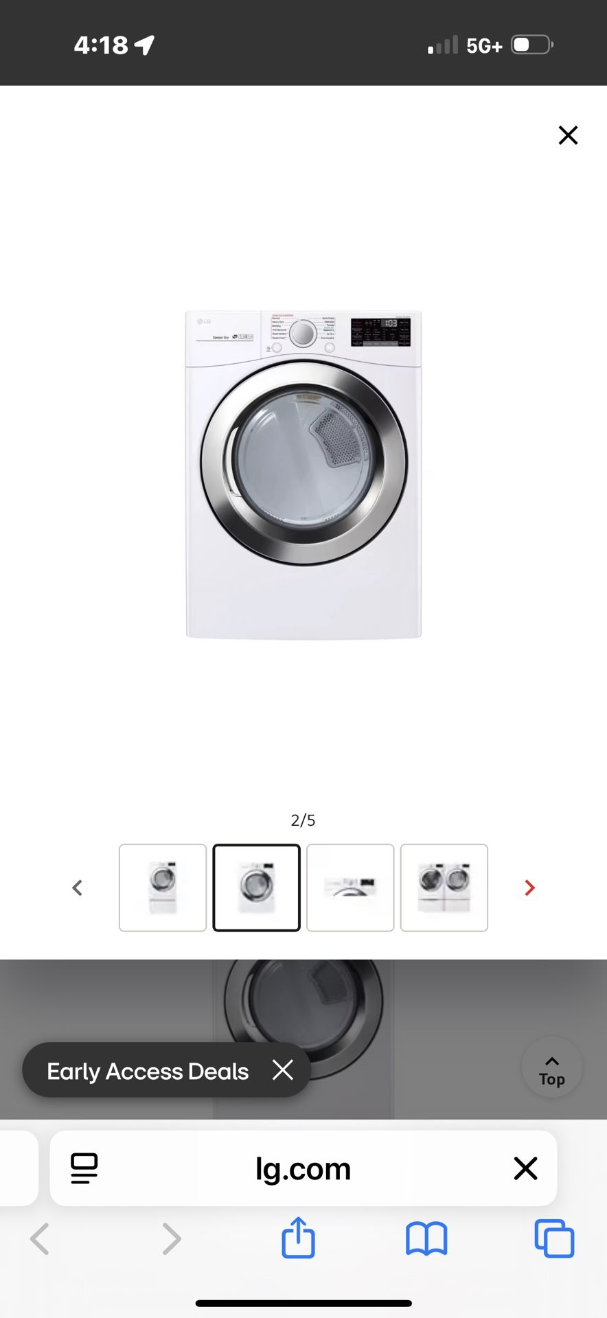 LG 7.4 Electric 240v Dryer Large Capacity Stackable