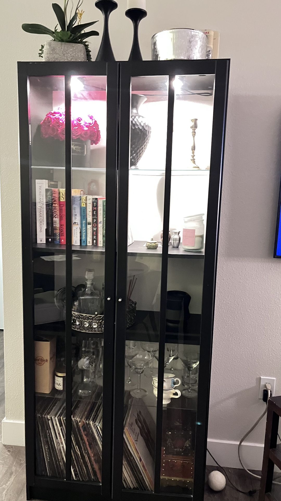 Black glass Display Cabinet 