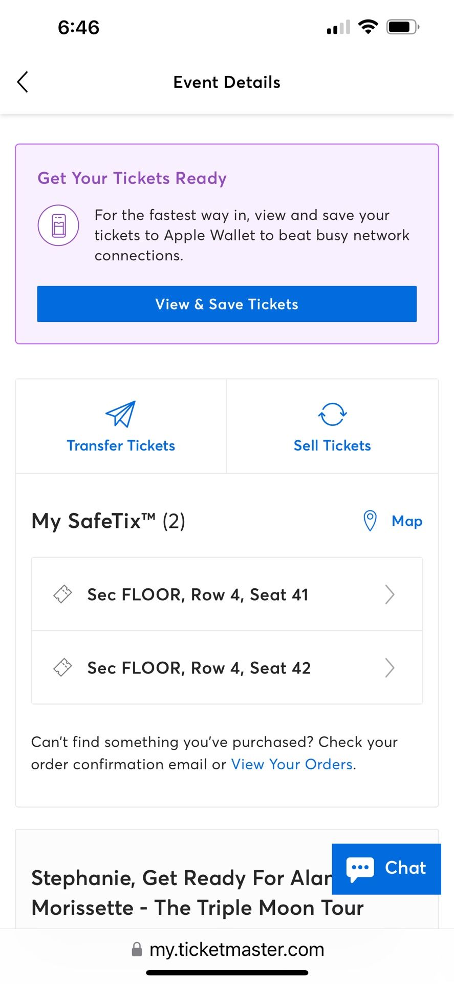 Alanis Morissette Tickets MAIN FLOOR 4th Row