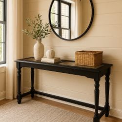 Black Glass-Top Console Table – Elegant & Sturdy