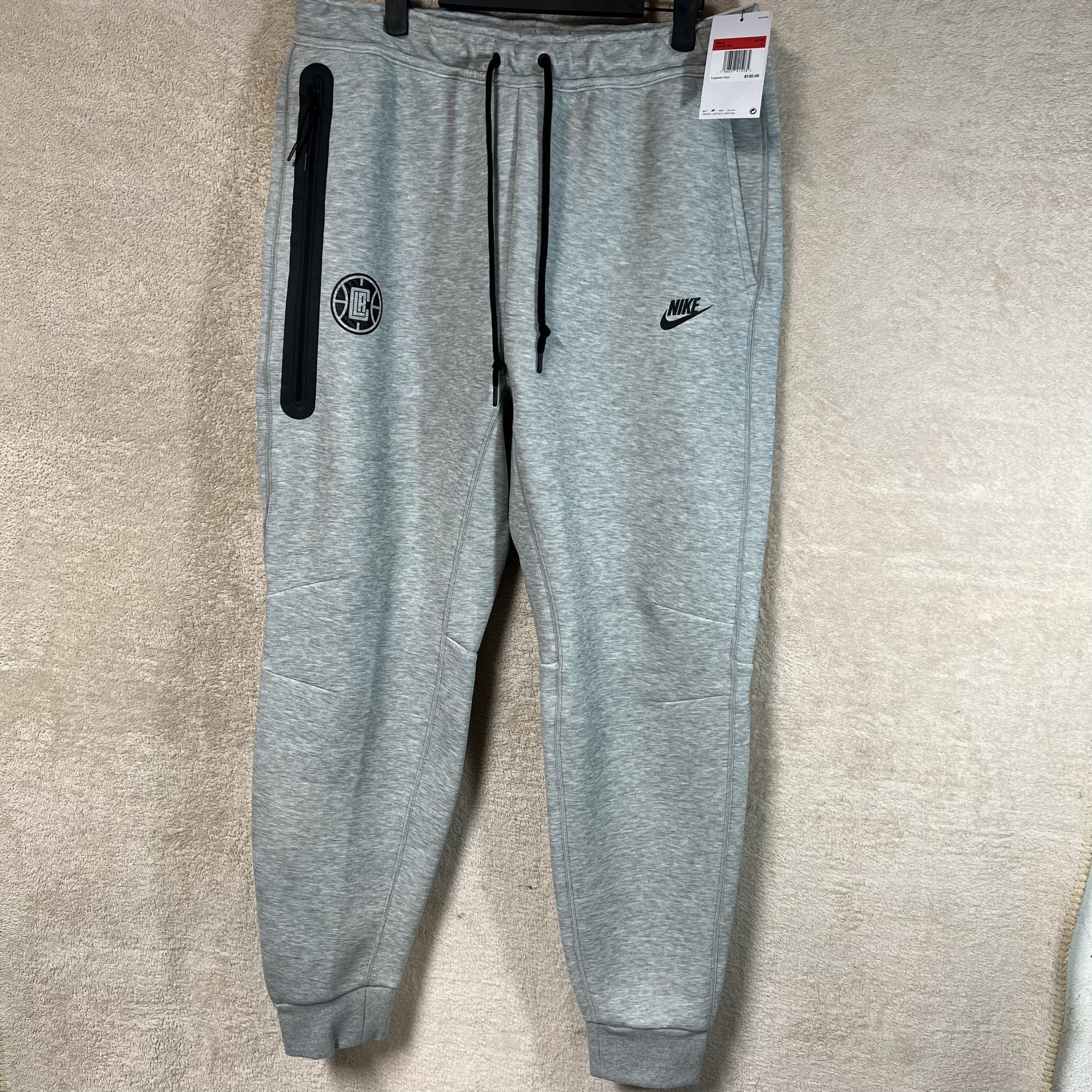 Nike Tech Fleece Joggers Mens Large Gray 34x30 Los Angeles Clippers NWT