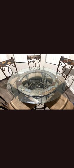 Glass dining table 5  chairs