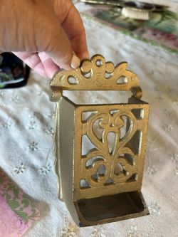 Vintage Cast Metal Matchbox Holder
