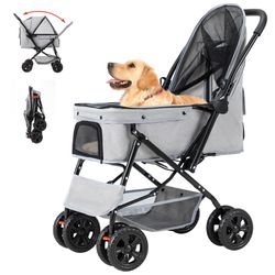 Reversible Handlebar Pet Stroller for  Dogs up to 44 Ib