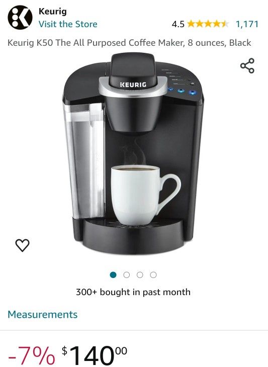 Keurig K50 The All Purposed Coffee Maker, ounces, Black