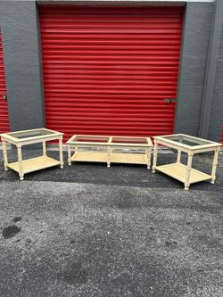LIVING ROOM FURNITURE/ COFFEE TABLE / SIDE TABLES / END TABLES / GLASS TOP/ DELIVERY NEGOTIABLE