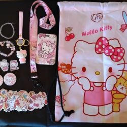 Hello Kitty Bag, Bracelets,chains,lanyard and More 
Keychains and stickers 