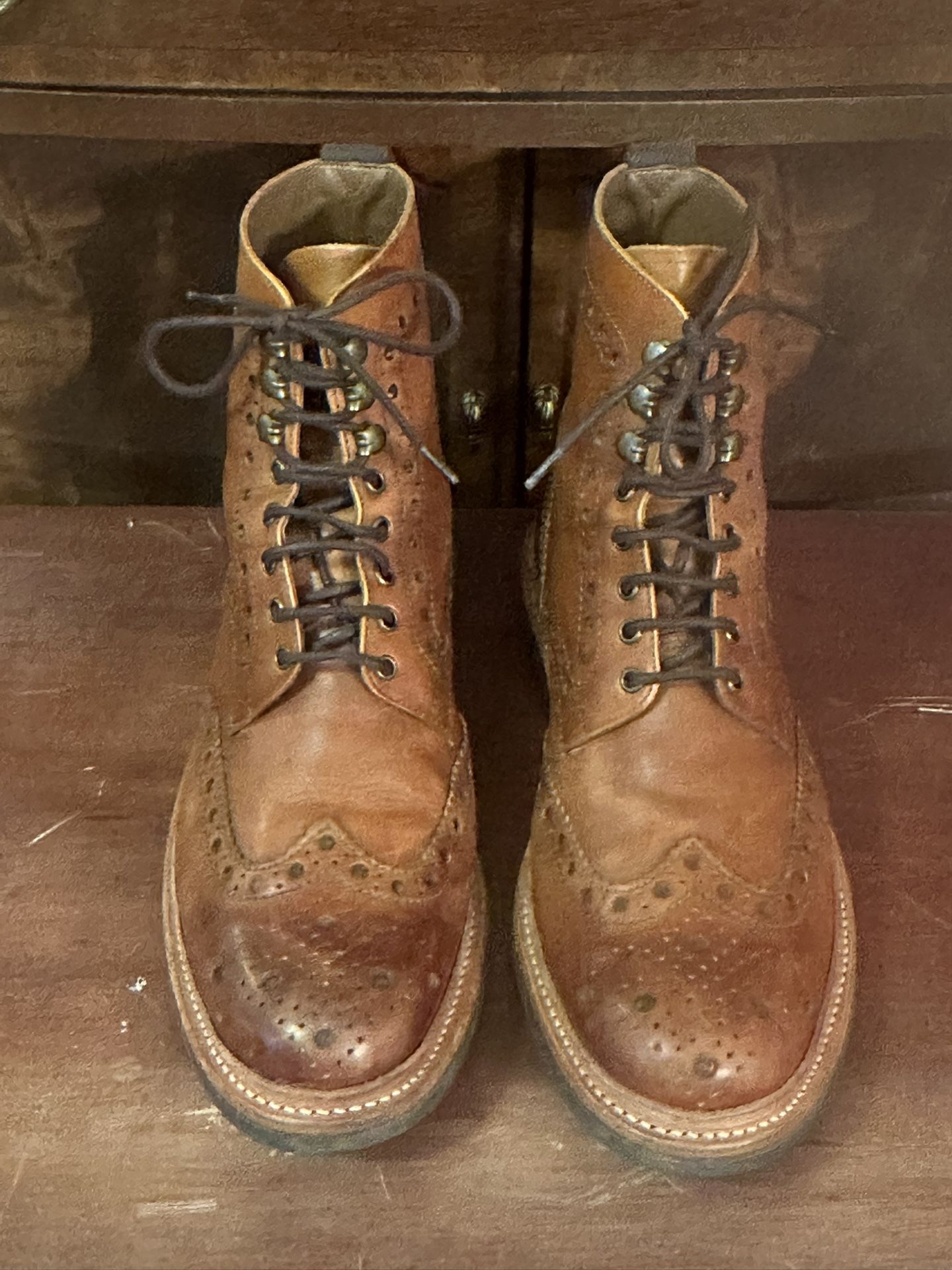 Grenson Brogue Leather Wingtip Boots