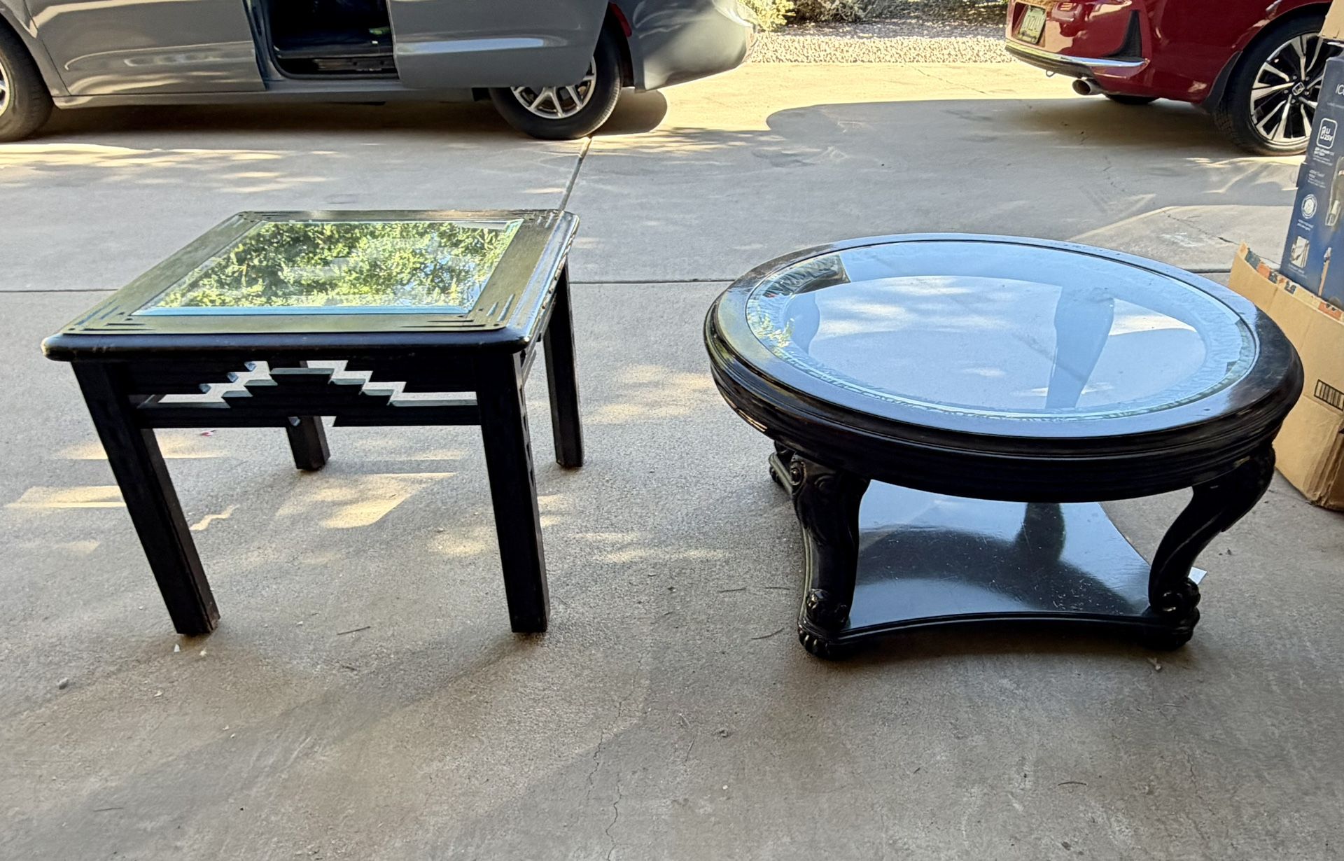 2 Tables Wood Coffee Table Occasional Side Table