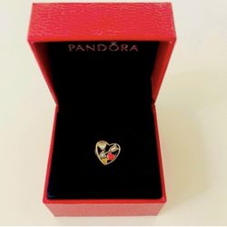 NEW Pandora Silver, Gold and Red Charm with love Heart Design