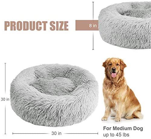 NEW 30” Calming Donut Pet Bed (Light Grey)