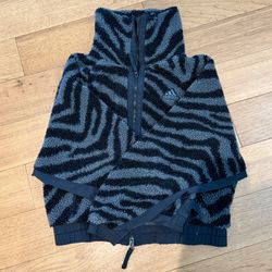 Adidas black & gray zebra print fleece jacket 🖤