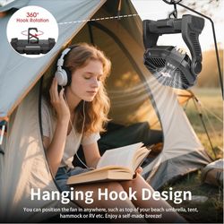 🌼🏅🌼 Portable Fan Rechargeable, 20400mAh Cordless Battery Powered Fan with LED Lantern, USB C Battery Operated for Travel Bedroom Home Camping Tent 