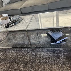 Faux Marble And Chrome Coffee Table