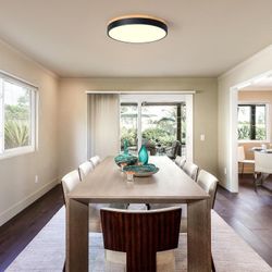 Wood LED Flush Mount Light, Dimmable - C57