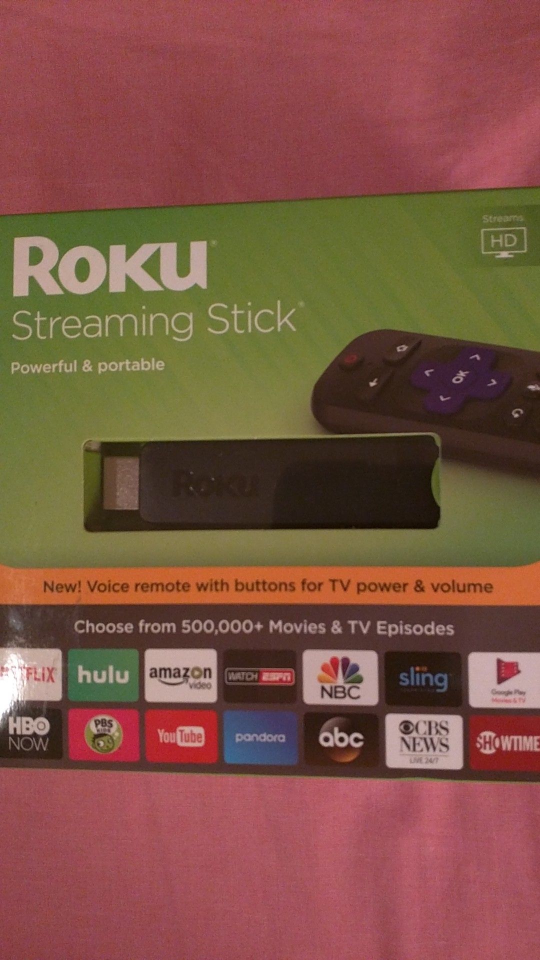 BRAND NEW SEALED Roku 3800R Streaming Stick w/ Voice Remote TV power & volume buttons