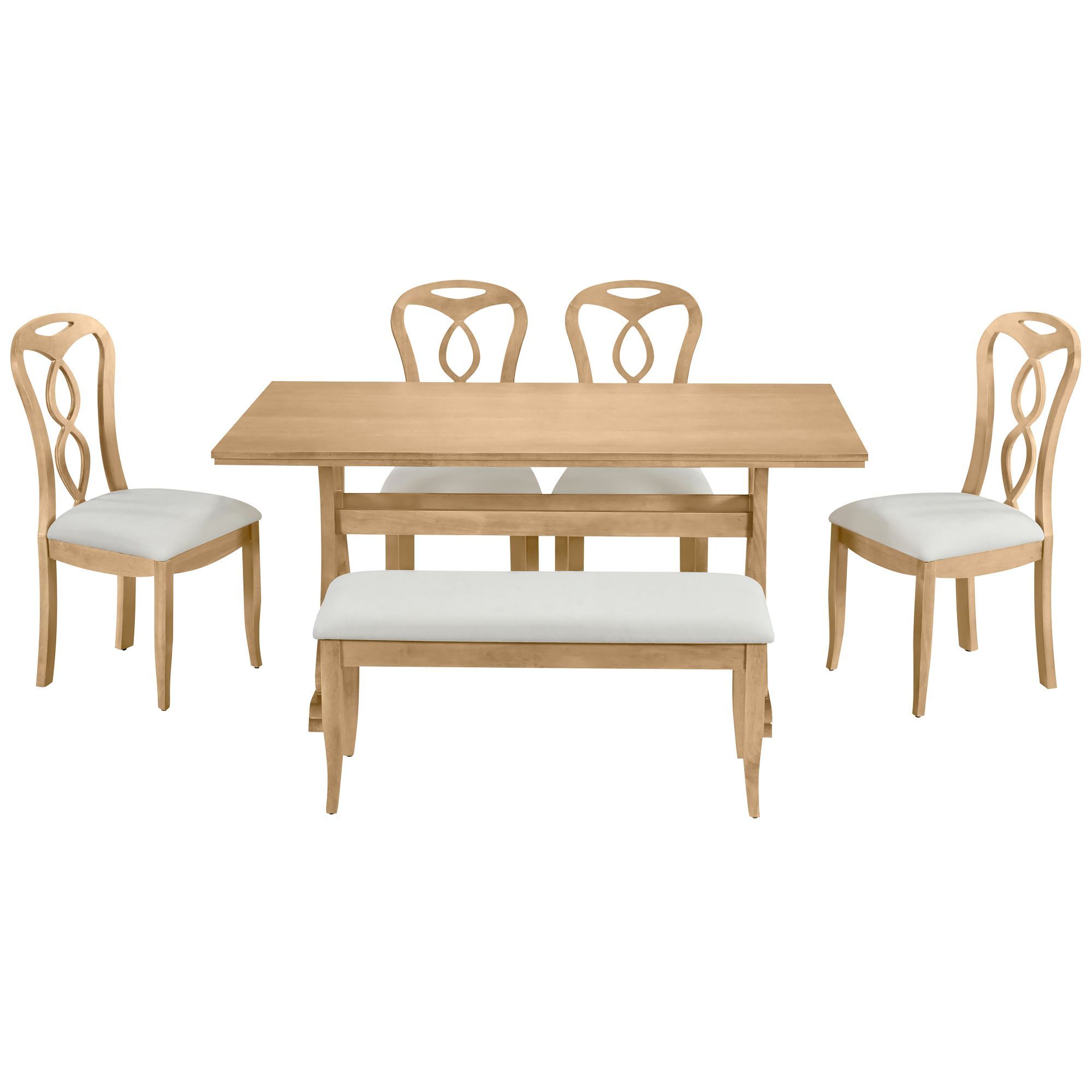 Piece Trestle Dining Table Set with Upholstered Dining Chairs