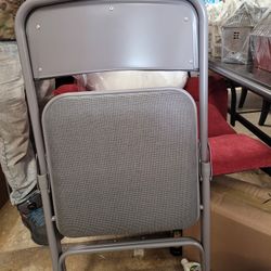 4 x Flash Furniture Advantage Padded Folding Chair 1 Seat, Grey Fabric/Grey Metal


