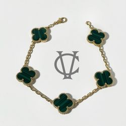 Van Cleef & Arpels Vintage Alhambra Bracelet 18k Gold Malachite