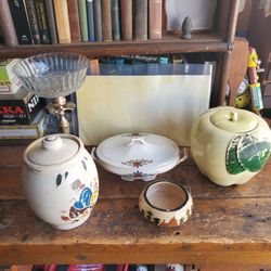 Antique cookie jar/pottery & stuff