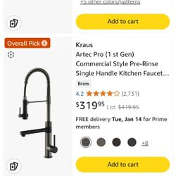 KRAUS Artec Pro (1 st Gen) Commercial Style Pre-Rinse Single Handle Kitchen Faucet (No Pull Down) with Pot Filler in Matte Black/Black Stainless Steel