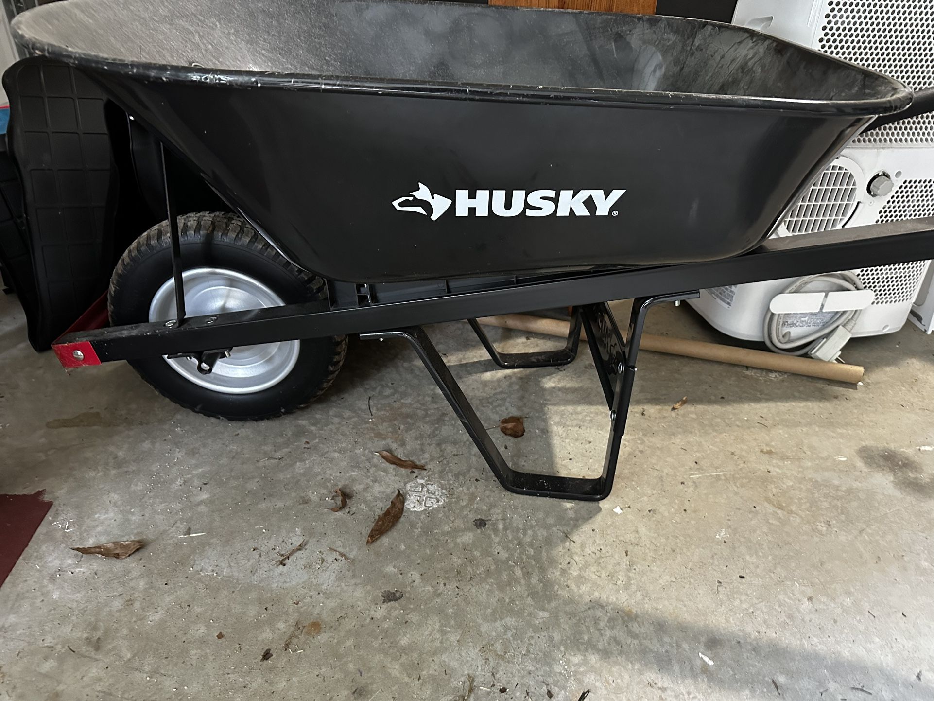 Husky 6 cu. ft. Steel Wheelbarrow with Flat Free Tire