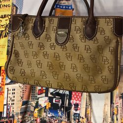 Dooney Bourke camel and brown monogram purse