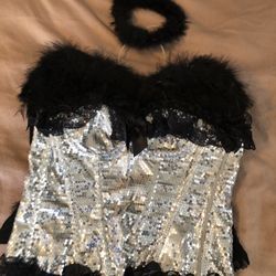 Black and silver sequins corset