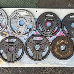 PAIRS OF OLYMPIC 10 LB  PLATES   *    *   ($35 EACH PAIR)