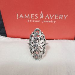 James Avery Retired  Full Bloom Tracery Floral Ring 