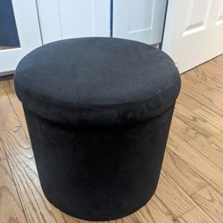 Round Storage Ottoman (Black)