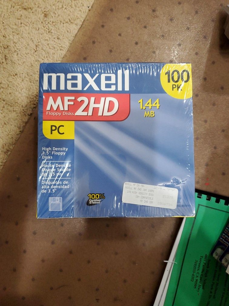 MAXELL  MF 2 HD 1.44 MB / 3.5 HIGH DENSITY FLOPPY DISK  100PK.