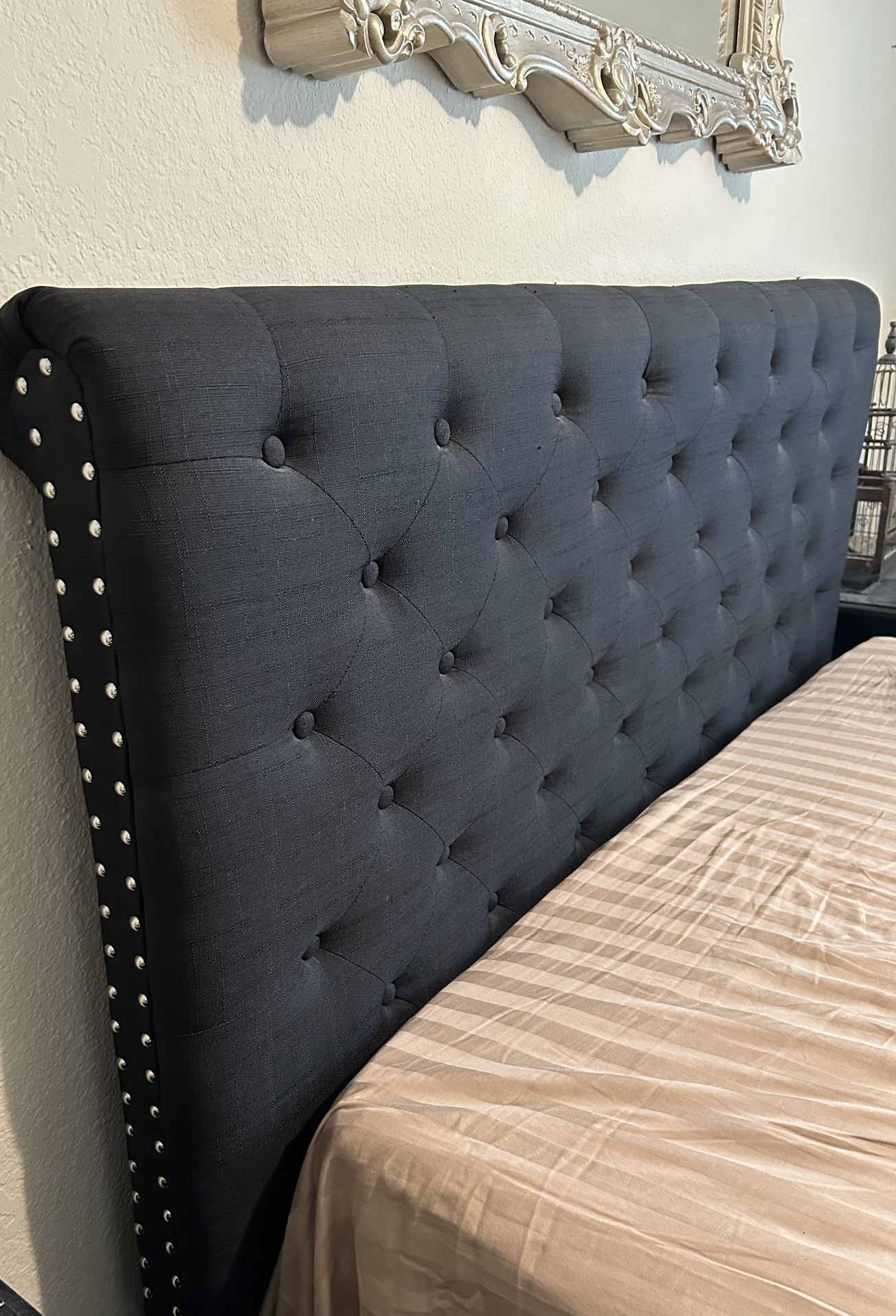 Queen Tufted Headboard And Metal Frame
