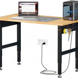 SPECRAFT Adjustable Heavy Duty Workbench with 4 AC Outlet and 2 USB Ports Power Outlets