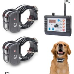 Dog Wireless Fence Training Collar 2024 Two Way Signal Pet 2-in-1 System, Display Battery Level, Adjustable Control Range Warning Strength, Waterproof