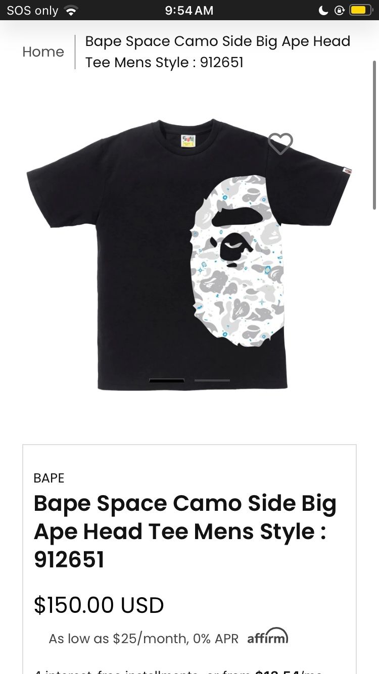 Bape Space Camo Side Big Ape Head Tee Men’s Style:912651