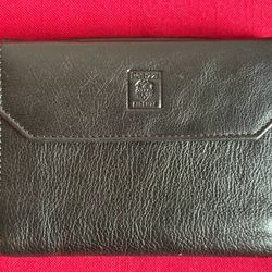 NEW, Vintage Peruzzi Black Leather Tri-Fold Wallet