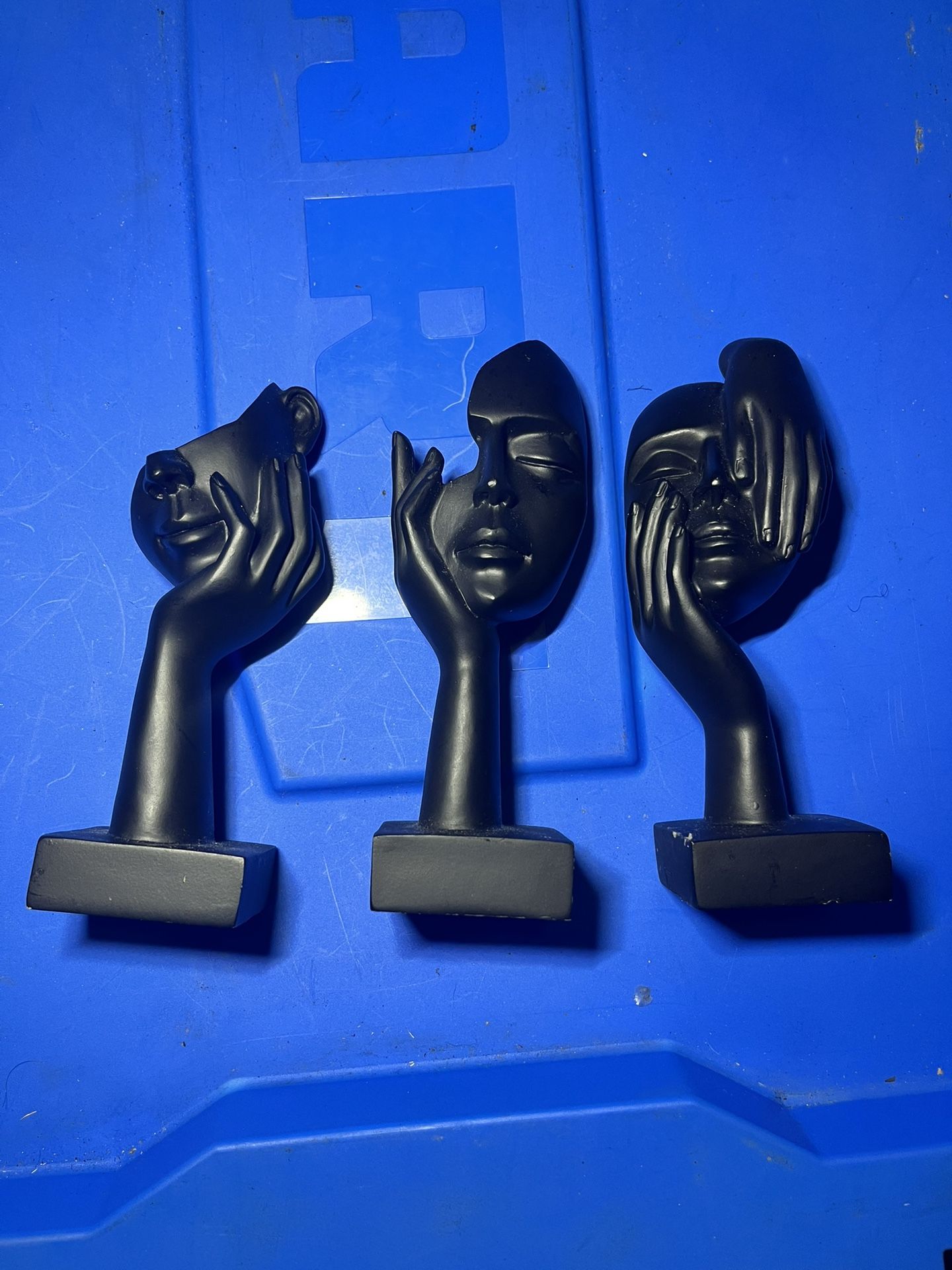 3 Pcs Thinker Statue, Silence is Gold Abstract Art Figurines