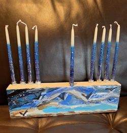 Menorah, Art Deco, Hanukkah, Judaica, Ornament, Candle Holder