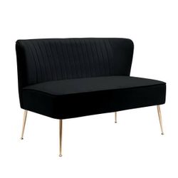 Black Velvet Settees + Black Pedestal Side Tables | Wedding Lounge or Home Furniture