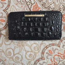 Brahmin Black Croc Leather Zipper Wallet