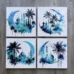 Islamic Canvas Art (12” x 12” each, set of 4)