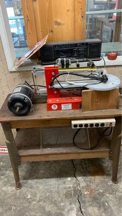 Red Jigsaw With Stand&Motor 1/3 HP Tools Machinery Industrial