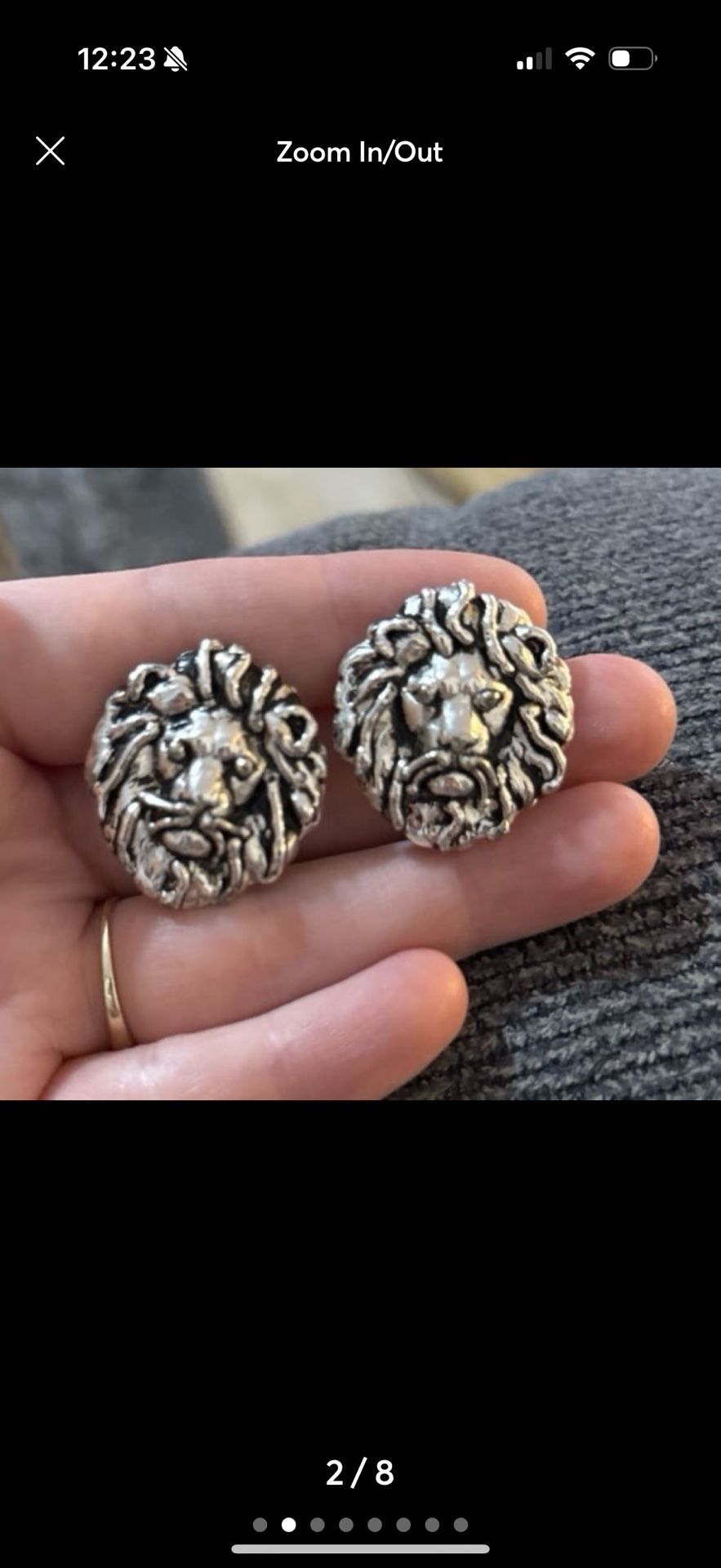lion head clip on earrings