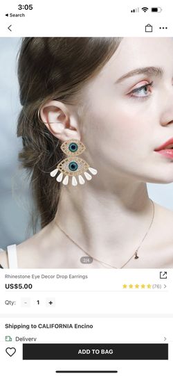 Evil Eye Pearl And Crystal Dangling Earrings