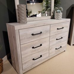DRESSER 6 DRAWER, WHITEWASH, ASSEMBLED - [NEW]