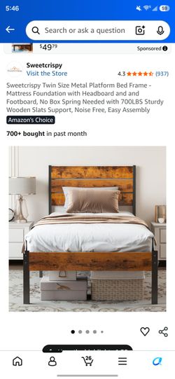 Twin bed frame and mattress