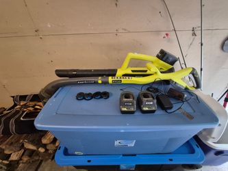 Ryobi EASYEDGE Leaf Blower and String Trimmer Combo with Battery and Chargers.